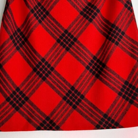 TALBOTS / Wool Blend A-Line Classic Red Plaid Mini Length Skirt Sz 4 - Picture 7 of 11